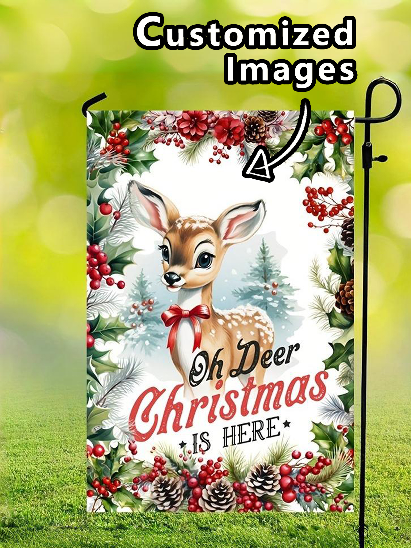 Custom Christmas Deer Garden Flag